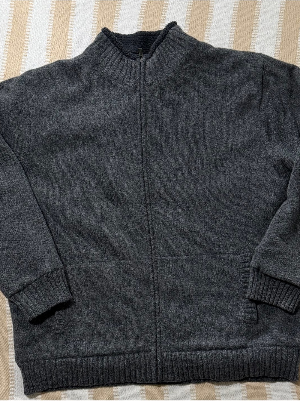 LL Bean Men's Charcoal Full-Zip Sweater Jacket XL